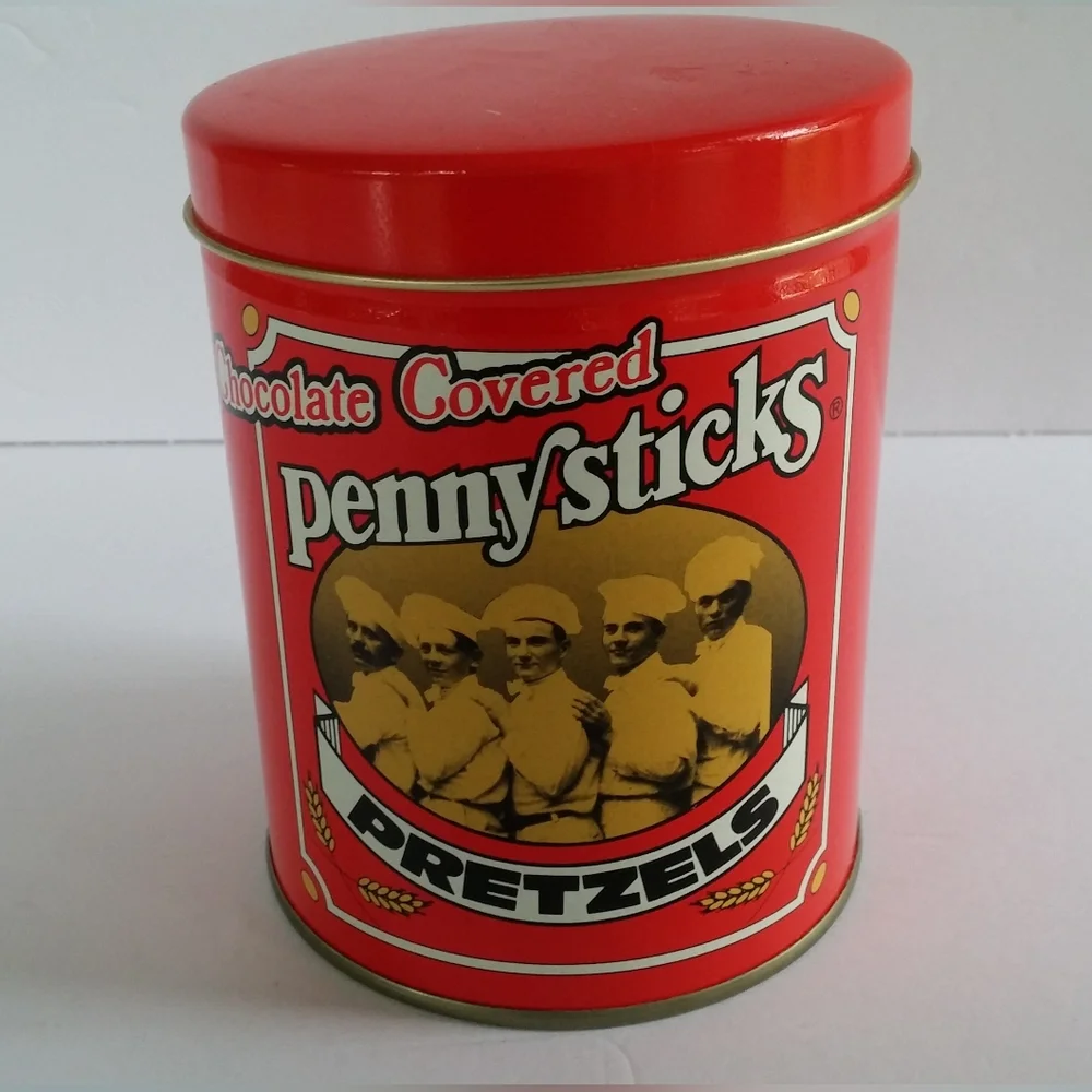 Red Pennysticks Pretzels Tin
